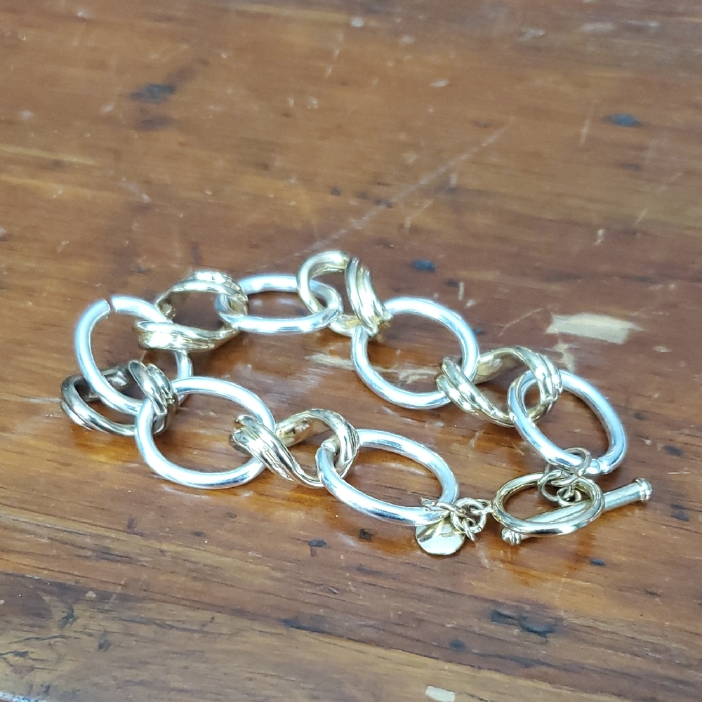 Gold And Silver Tone Link Chain Bracelet - Women's Fashion Jewelry